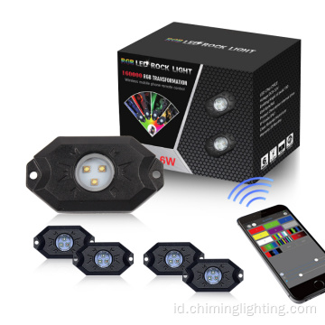 Pengontrol Aplikasi Berkualitas Tinggi 4pcs Lampu Batu RGB dengan Kontrol Aplikasi Jarak Jauh LED RGBW RGB Lampu Rock Pod Light Kit